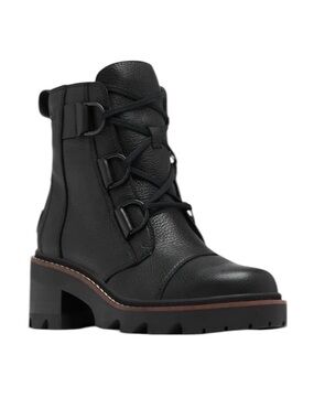 NEW Sorel Joan Now Waterproof Combat Boot Boots Lace Up Leather Black Size 10